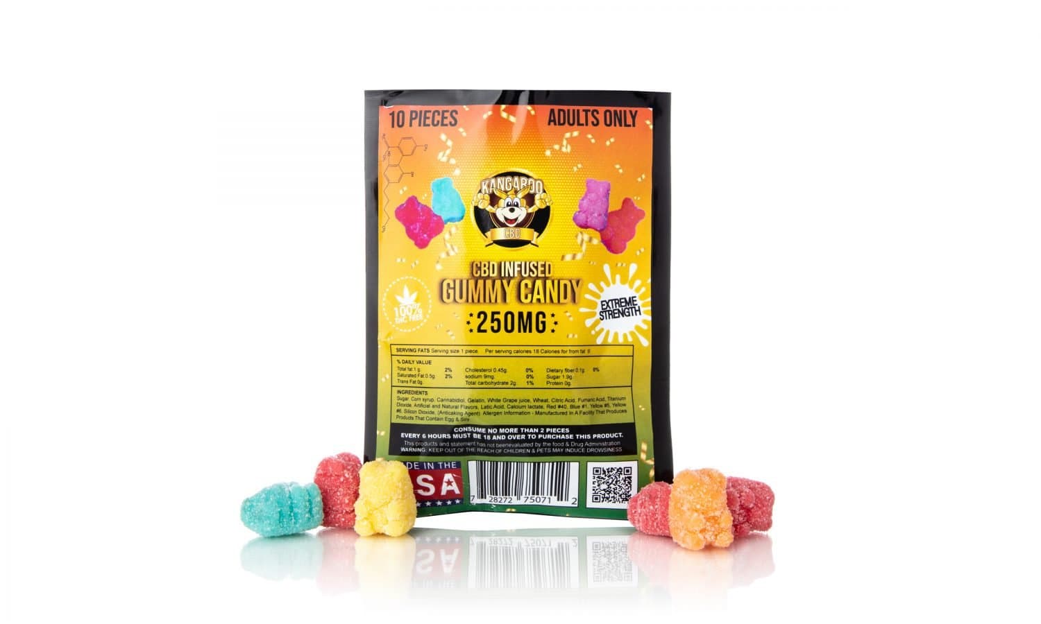 Kangaroo  CBD Gummies 250MG Pouch - Gummy Sour Bears