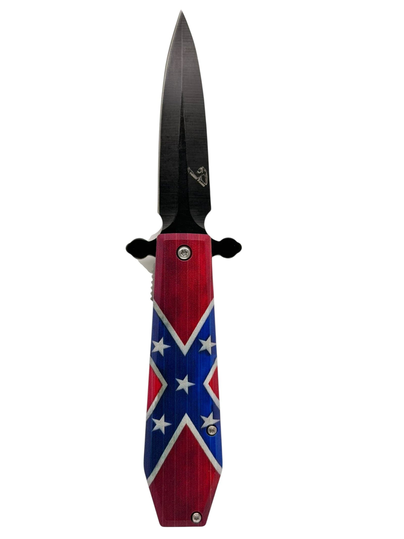 Dagger Confederate Flag Spring-Assisted Folding Knife – Black Blade